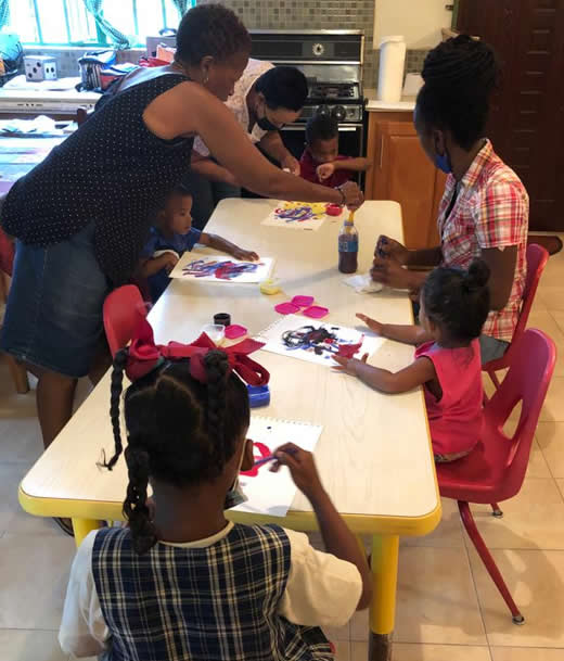 Special children doing Art and painting in the classroom